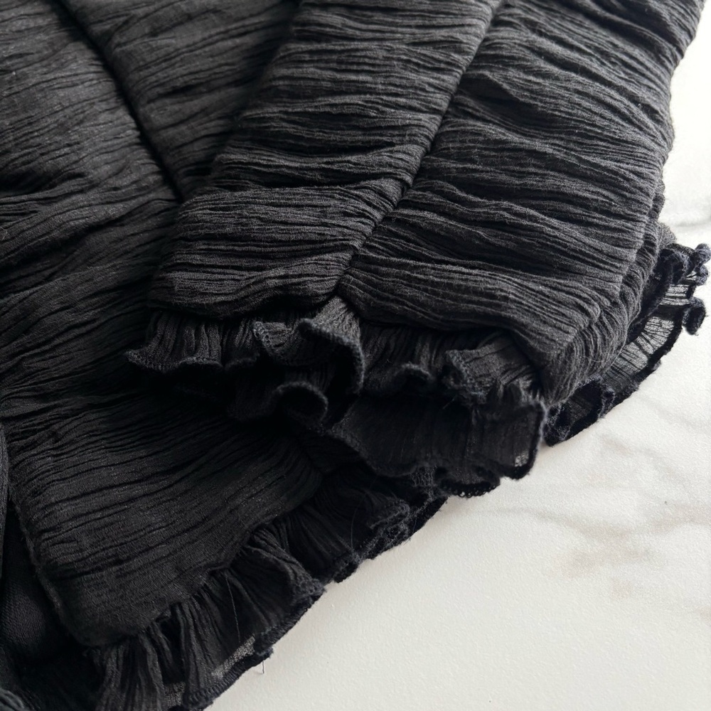 Zara tulle rushed Black Long Sleeve Top with ties XS - Picture 6 of 13